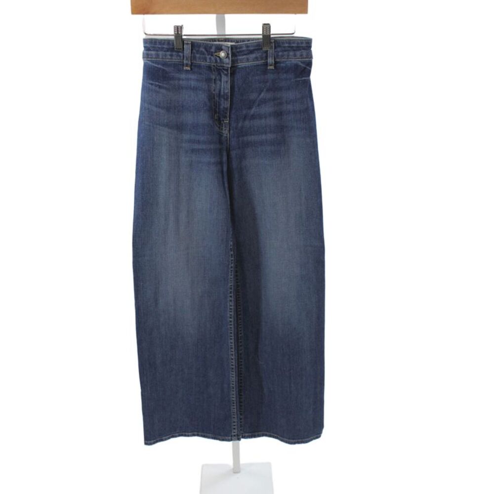 Nili Lotan Women Wide-Leg Jeans Blue Cotton Mid Rise Size 25